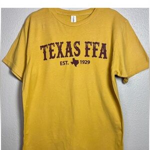 Vintage Texas FFA Graphic Tee Yellow Brown Western Rodeo Shirt M